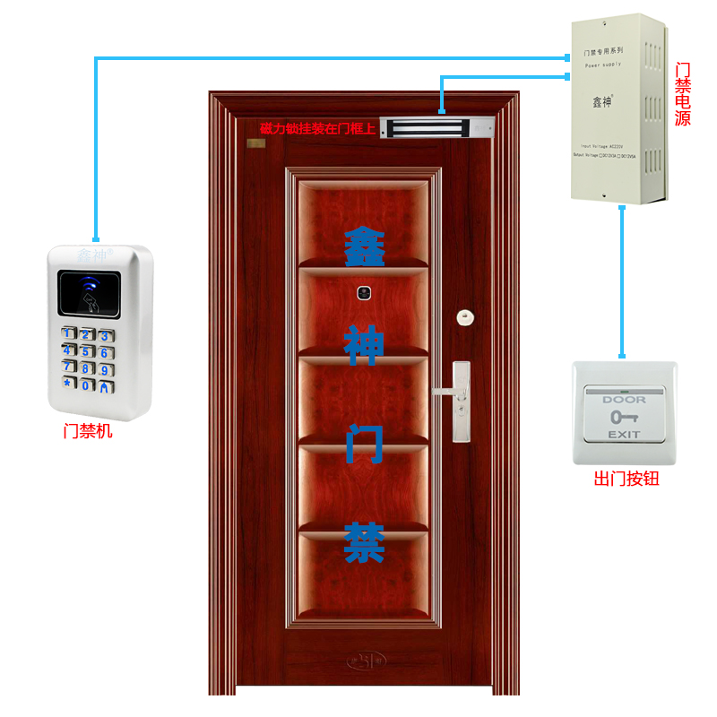 Iron door magnetic lock access control system anti-theft door electromagnetic lock access control set magnetic lock id password electronic access control lock