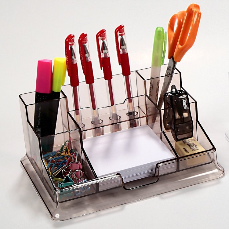 Pen Holder Creative Fashion Office Supplies Korean Storage Box Transparent Pen Holder Student Multifunctional Pen Holder