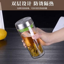 Taiwan 76 glass double-layer insulated teacup filter tea water separation office tea artifact lazy cup portable