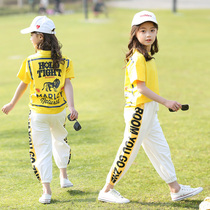 South Korea girls sports suit 2021 summer new girls short-sleeved foreign style net red childrens summer two-piece set