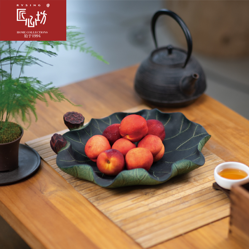Craftsmanship new Chinese style living room coffee table fruit tray home Chinese Zen dried fruit snack tray creative decorative ornaments