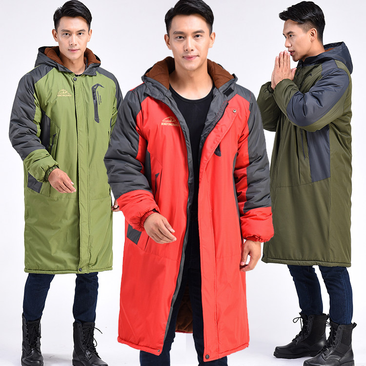 Winter assault cotton coat men's large size plus velvet thickened cold-proof cotton coat coat hooded long coat labor insurance work clothes