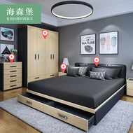 Đơn giản hiện đại phòng ngủ chính hoàn chỉnh bộ đồ nội thất kết hợp Bắc Âu giường cộng với tủ quần áo giường phụ tủ kết hợp bộ