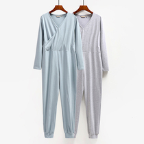 Adult One-piece Sleepwear Womens Summer Thin long sleeves one-piece Anti-cool not lulle tummy Trousers Sleepwear