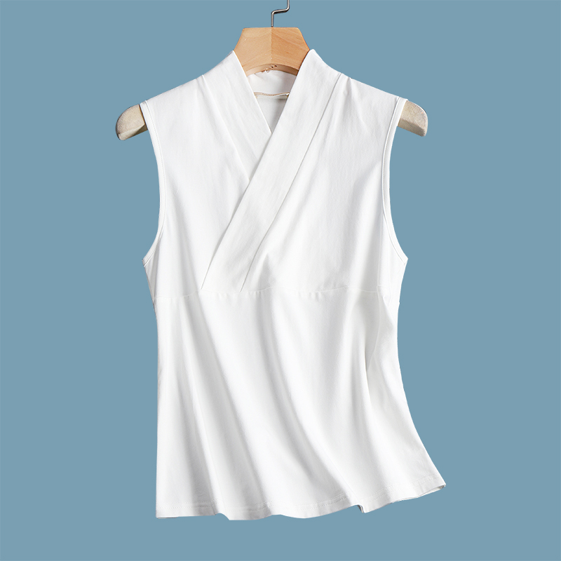 Zen Clothing Inner Vest for Women, Ancient Style Base Layer Zen Clothing, White Ethnic Style Tea Clothing, Sleeveless