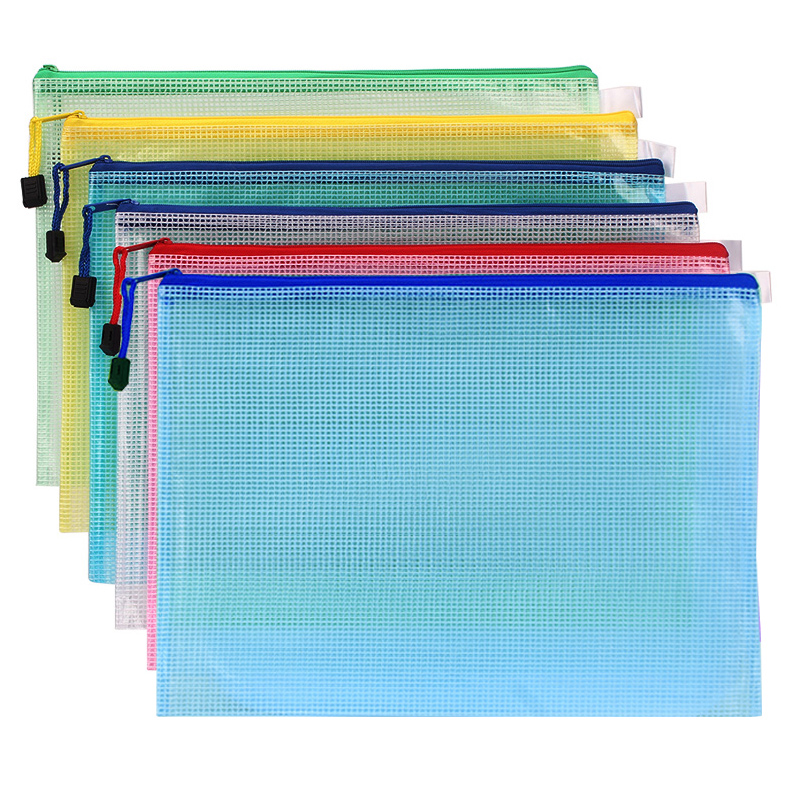 A4 transparent file bag mesh zipper B5 file bag information bag office supplies A5 student examination paper storage bag
