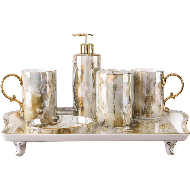Creative key-2 luxury European - style bathroom toiletries toilet brush my teeth cup for wash gargle suit ceramic sanitary ware has five or six times