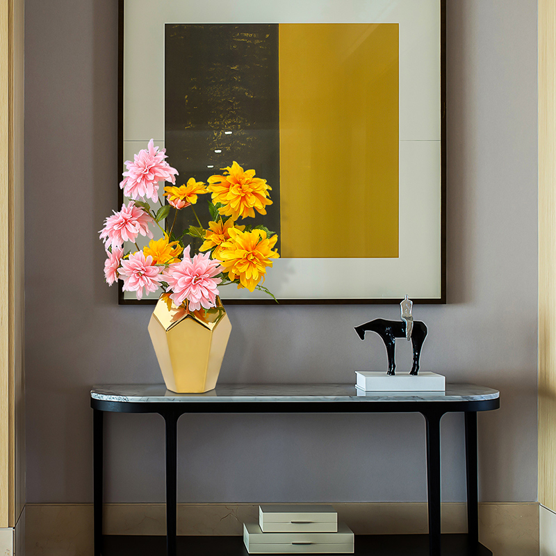 European I and contracted ceramic vase furnishing articles golden light key-2 luxury living room TV cabinet table flower adornment geometry