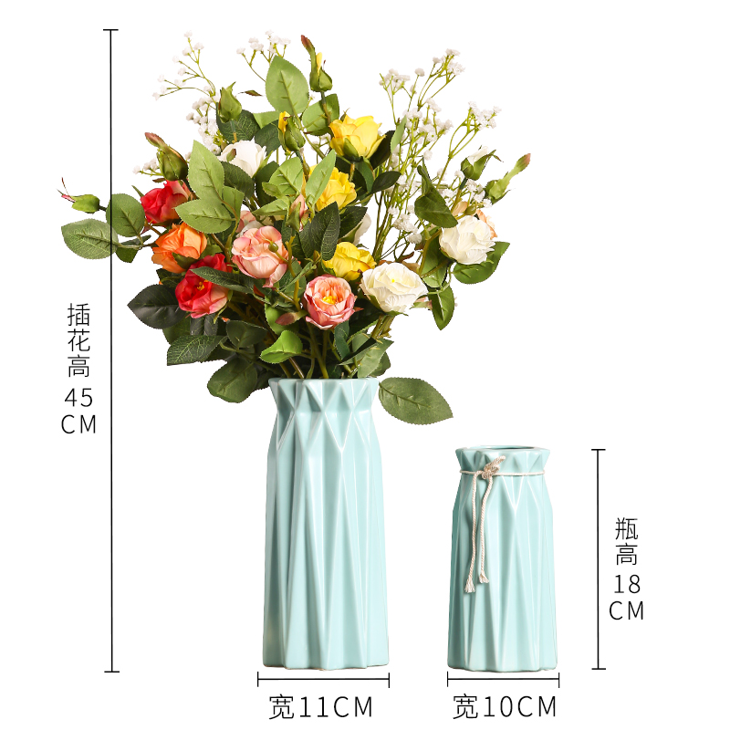 I and contracted simulation flower flower vase continental table sitting room adornment furnishing articles creative ceramic arts and crafts