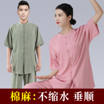 Tai Chi suit practice suit womens short-sleeved thin cotton and hemp summer mens Tai Chi clothing new martial arts clothing performance clothing