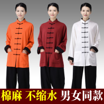 New Tai chi suit cotton hemp linen female Chinese style spring and autumn male Tai Chi practice suit Martial arts suit performance costume