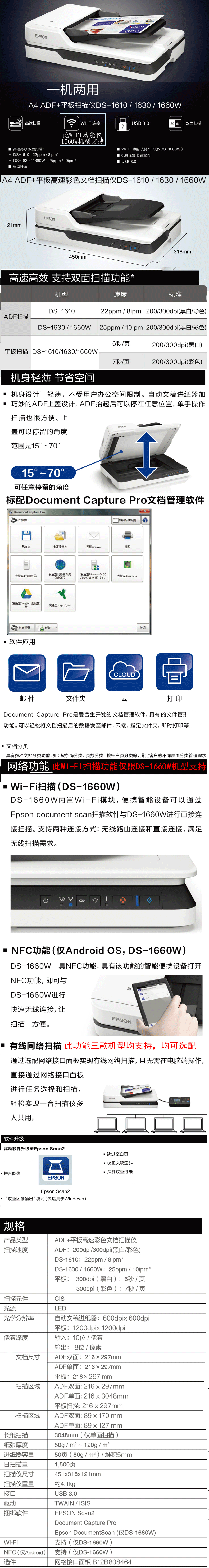 Máy quét PDF cho ăn hai mặt tự động tốc độ cao SF Epson DS1610 - Máy quét