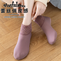 Lace Lace Socks Lady Summer Short Sig Socks Pure Color Hollowed-out Spring and Autumn Low Bunch of Shallow Mouth Ice Silk Short Socks