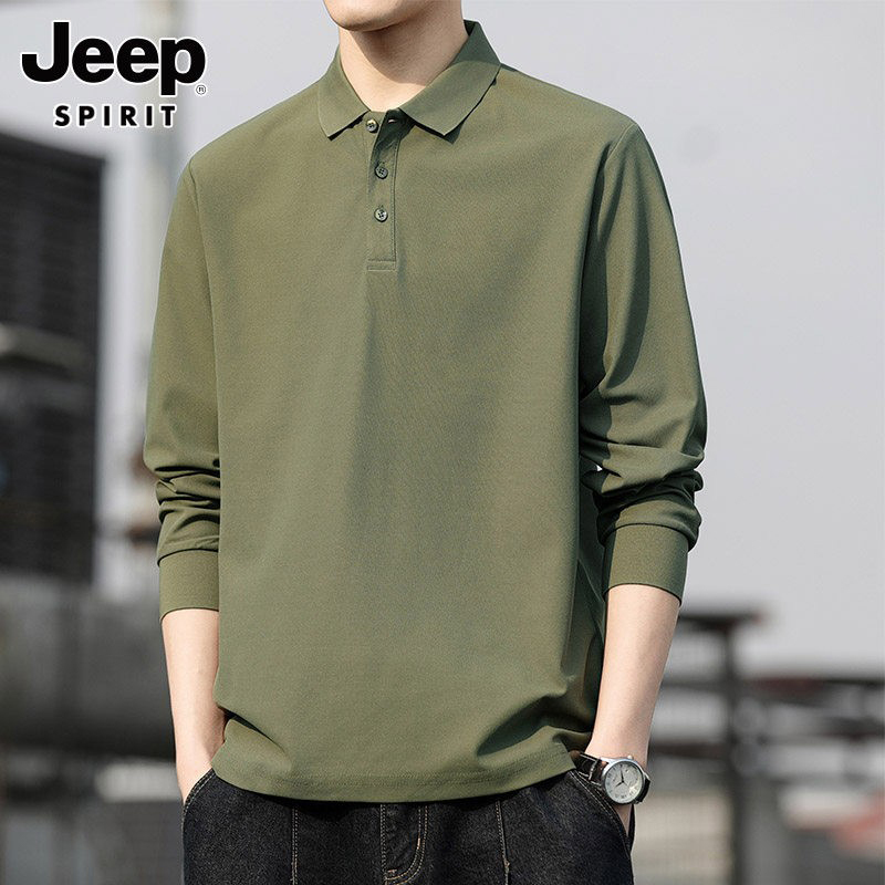 Jeep Spirit Men's Long-Sleeved Polo Shirt 2026 Autum New Casual Lapel T-Shirt Bottoming Shirt Top for Men Jeep Spirit Men's Long-Sleeved Polo Shirt 2026 Autum New Casual Lapel T-Shirt Bottoming Shirt Top for Men