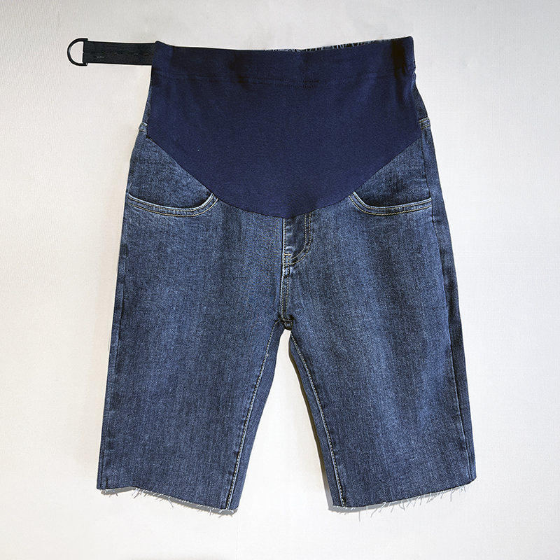 Maternity Denim Shorts, Summer Thin Style, Stretchy Pants, Mid-Length Cycling Shorts, Slim Fit, Summer Wear Maternity Denim Shorts, Summer Thin Style, Stretchy Pants, Mid-Length Cycling Shorts, Slim Fit, Summer Wear