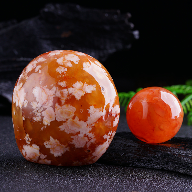 Select Cherry Blossom Agate Natural Starry Sky Agate Hand Bracelet Concubine Fat Round Pendant Raw Stone Snowflake Live Order