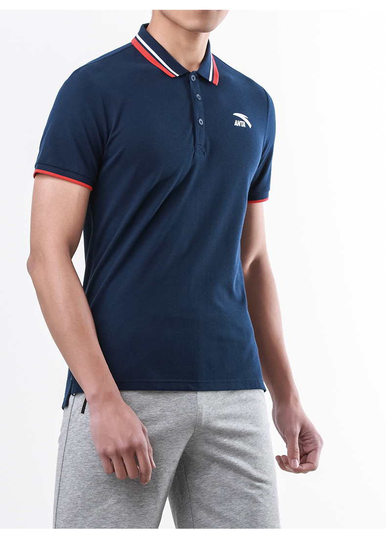 Anta ngắn tay áo sơ mi nam POLO 2018 hè đích thực mới đứng cổ áo giản dị nửa tay áo thoáng khí chạy bộ thể thao áo polo nữ