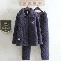 Thickened Brief Winter Three Layers Warm Jacket Cotton Lady Pyjamas minimalist casual personality Cavewear with a home jacket