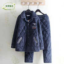 Winter mens coral hot quilted three-layer thickened warm lapel casual simple thickened plus velvet flannel home