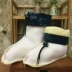 Kéo lại giày đi mưa của phụ nữ tay áo cashmere trong ống mưa giày ống nước ngắn giày có thể tháo rời cashmere mùa đông giày cao su đặt giày ấm