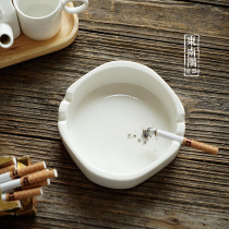 Outlet High Quality Large Capacity Round Ashtrays Ceramic Pure White Large Ashtrays Office Room