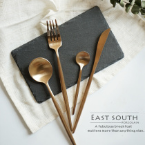 Rose Golden Western Meal Stainless Steel Knife Fork Spoon Cutlery dinning with matt drawing High-end Steak Knife Fork Suit