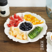 Pure White Ceramic Butterfly Sculpture Flower Integrated Five Fruits Pan Snack Dried Fruits 5 G Fruit Pan Creative Small Dish