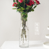 Large number high glass vase modern minimalist transparent lily rose glass large vase