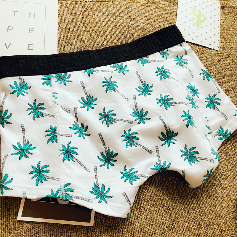 Đồ lót cotton nam, thấp, bó sát, cắt ba chiều, quần lót boxer, đồ lót nam hợp thời trang, thể thao nam, bên trong màu trắng quần lót su nam