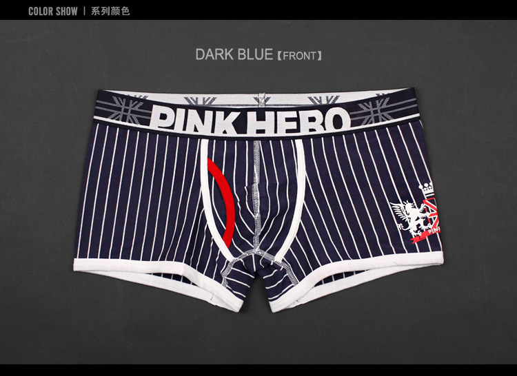 Quần lót nam sọc bông eo thấp Sexy Boxer tóm tắt thể thao Loose Four Corners Men 1 Piece quan lot