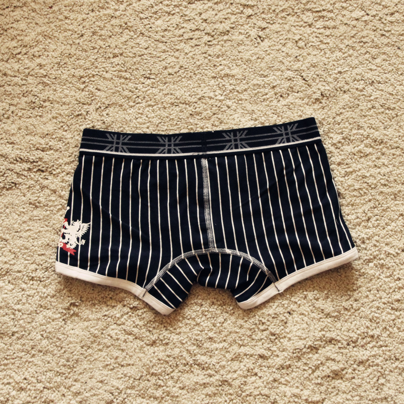 Quần lót nam sọc bông eo thấp Sexy Boxer tóm tắt thể thao Loose Four Corners Men 1 Piece quan lot