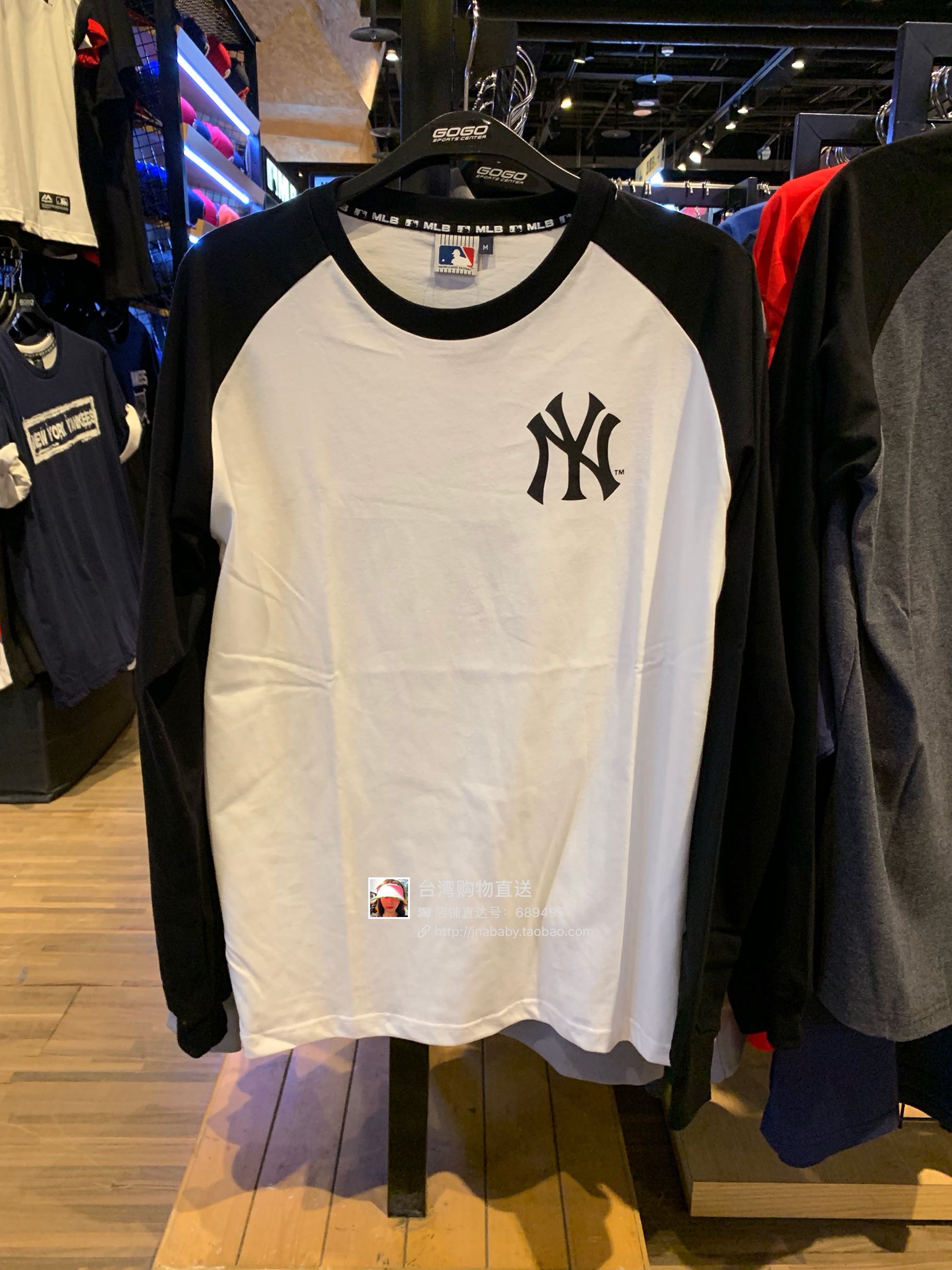 Taiwan counter mlb Yankees spring and autumn new cotton round neck T NY men's and women's casual printing long-sleeved T-shirt