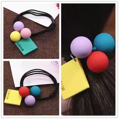 Korean sweet children and girls hair ring tie hair rubber band Candy color hair ring ball ball ball hair ring braided rope