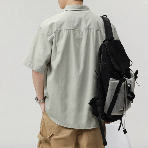 Японская ретро летняя рубашка, футболка, мужская куртка, короткий рукав, изысканный стиль, свободный крой