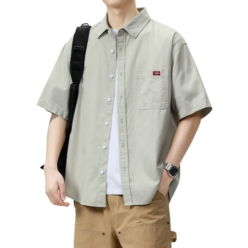 Японская ретро летняя рубашка, футболка, мужская куртка, короткий рукав, изысканный стиль, свободный крой