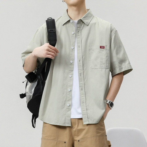 Японская ретро летняя рубашка, футболка, мужская куртка, короткий рукав, изысканный стиль, свободный крой