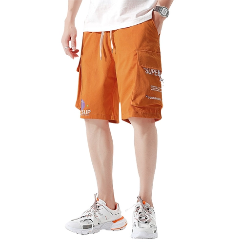 Мужские шелковые летние универсальные шорты, спортивные штаны для отдыха, в американском стиле