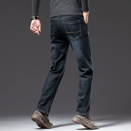 Флисовые демисезонные утепленные джинсы с начесом, бархатные штаны, свободный прямой крой