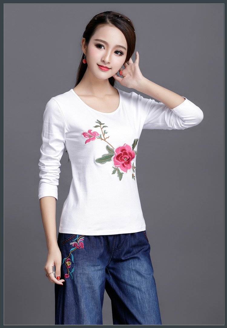 Mùa hè mới phong cách Trung Quốc gió quốc gia phụ nữ thêu áo sơ mi tay ngắn tay thêu nữ kích thước lớn áo cotton đáy áo polo nữ uniqlo
