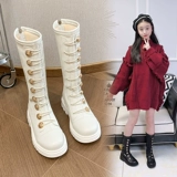 Martens, утепленные детские высокие сапоги, подходят для подростков, для подиума, стиль «принцесса», из натуральной кожи