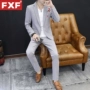 Bộ đồ liền thân nam ba mảnh phiên bản Hàn Quốc của bộ đồ mỏng thanh niên nam thêu phù hợp với tay dài thời trang vest cưới