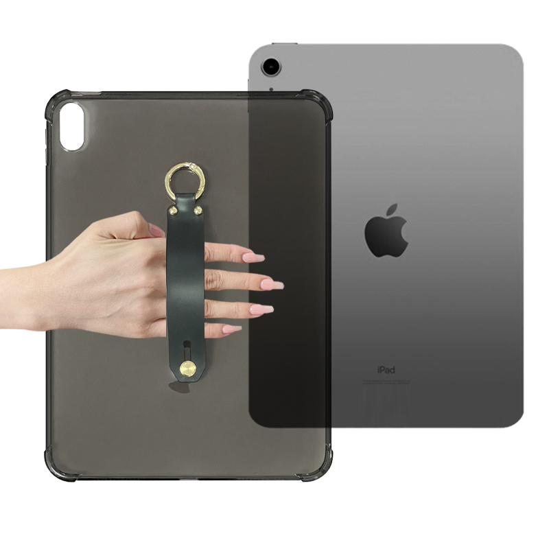Suitable for 2025 iPad 11inch Tablet Handheld Soft Case, New iPad Pro 11 Wrist Strap Protective Case, Apple Air7 11inch Tablet Wrist Strap Anti-Fall Hand Rest Transparent Black