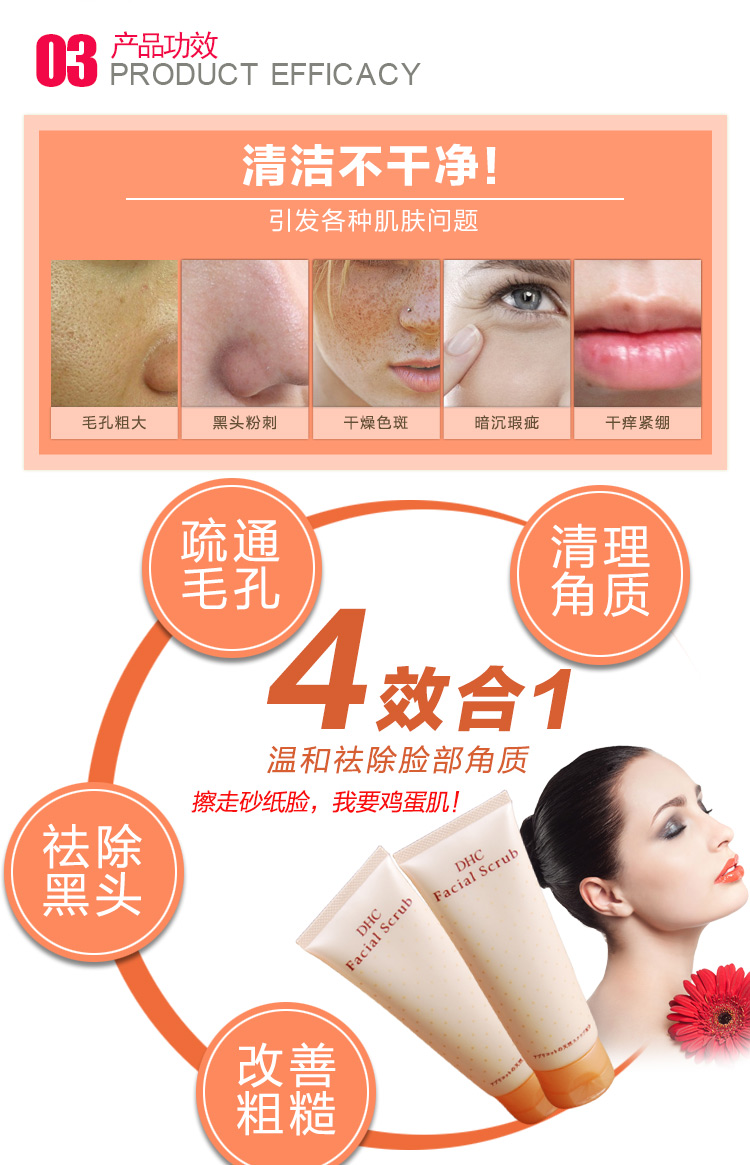 Nhật Bản DHC chà mặt chăm sóc da mặt toàn thân nhẹ nhàng tẩy tế bào chết kem tẩy tế bào chết làm sạch tẩy da chết cho mặt