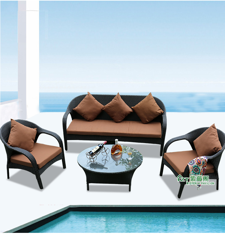 Bàn ngoài trời và ghế mây sofa bàn vườn và ghế mây ghế mây ban công đồ gỗ ngoài trời bàn ghế ba chỗ ngồi băng ghế dự bị bàn ghế cafe ngoài trời