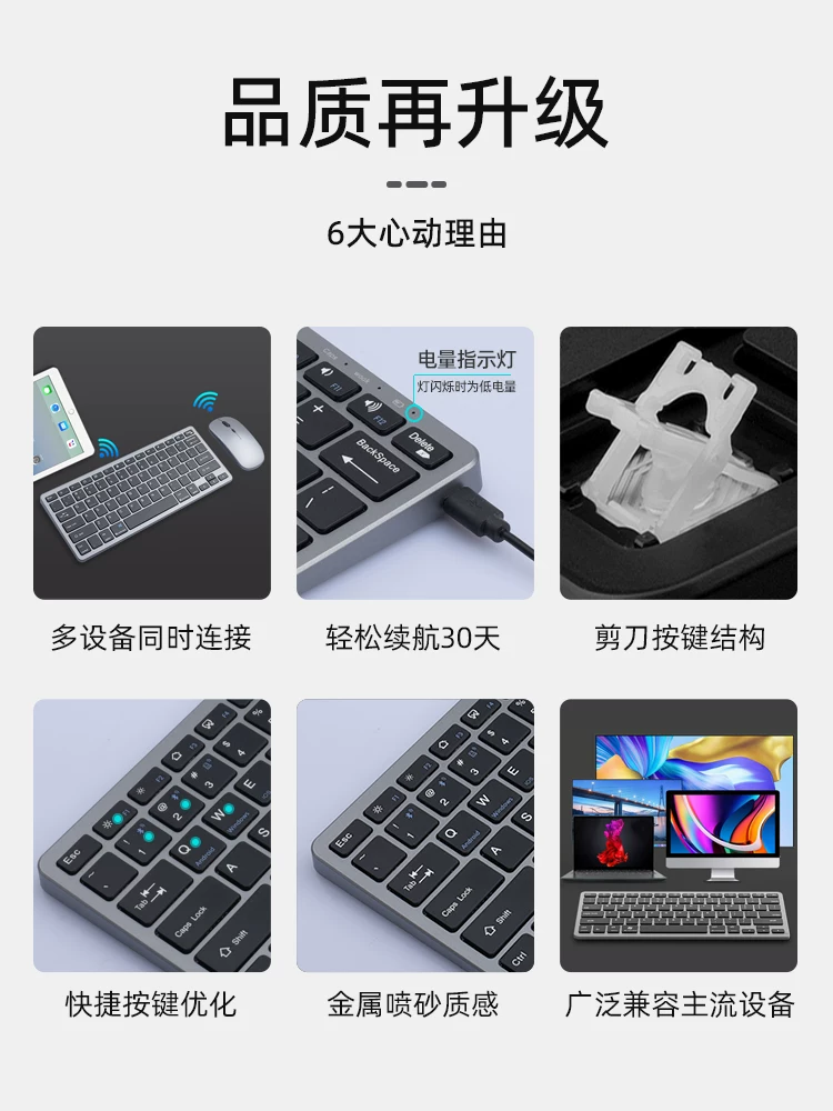 Apple, compatible wireless keyboard, mouse, set, mute laptop, mobile phone, bluetooth, macbook