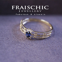 Fraischic IRIS 18K gold natural sapphire diamond ring ring birthday gift female
