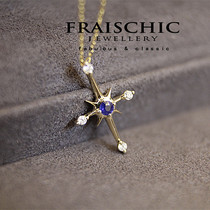 Fraischic Romance 18K gold natural sapphire diamond pendant necklace birthday gift female