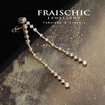 Fraischic Starry night 18K gold diamond set of ear thread women earrings 60 points Diamond