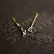 Rim 18K yellow rose gold boundless inlaid South Africa 5 points small diamond flash earrings single real diamond male Lady