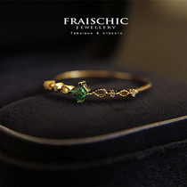 Fraischic Wo leaf special Price natural emerald diamond ring 18K gold inlaid Emerald Real